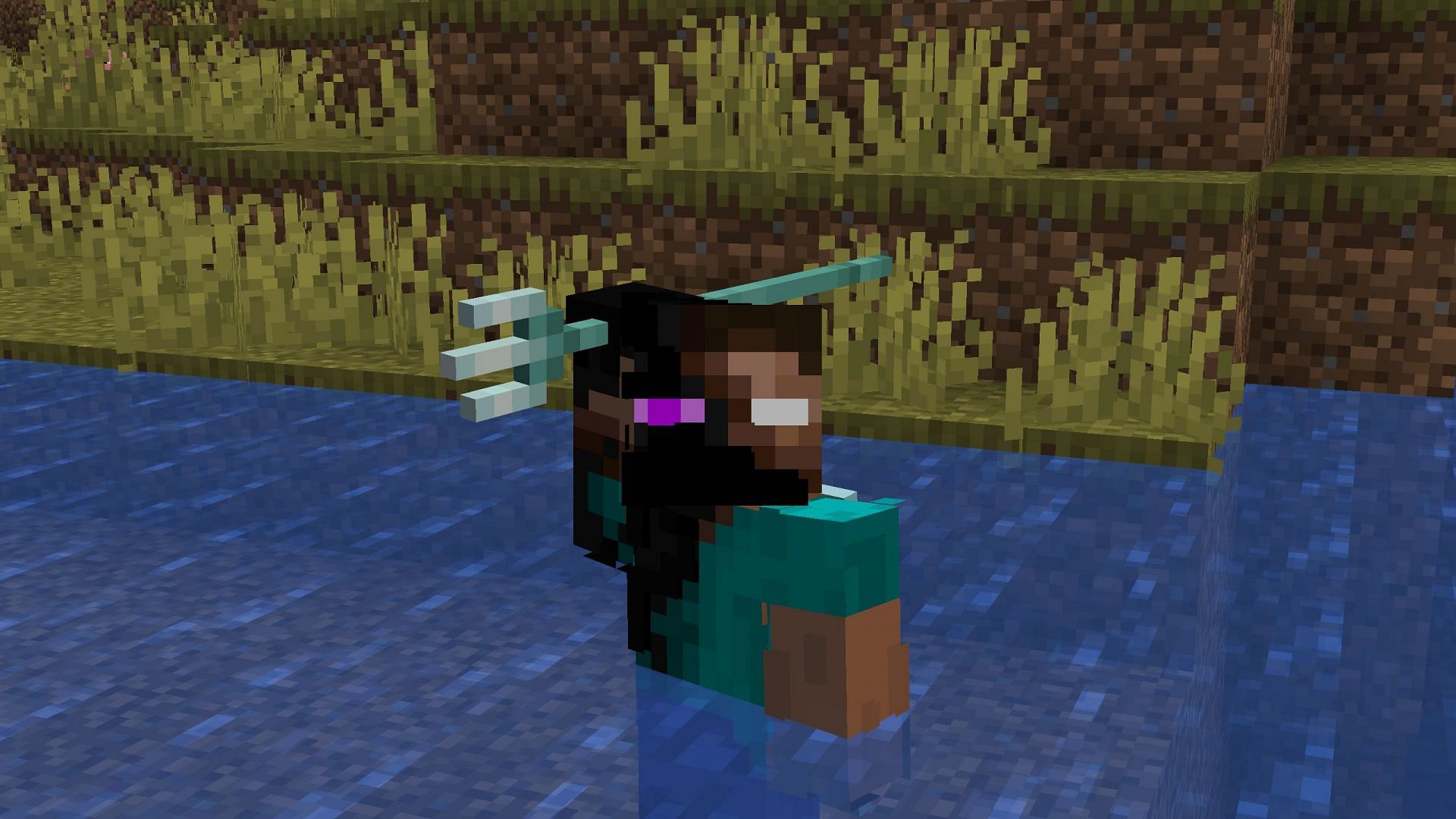 Riptide does not allow Trident to be thrown as a ranged weapon (Image via Sportskeeda Gaming || Mojang Studios)